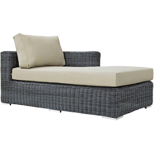 Invocation Alfresco Sunbrella® Right-Arm Chaise | Outdoor Modular Sectional Component, Canvas Antique Beige