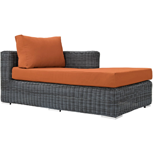 Invocation Alfresco Sunbrella® Right-Arm Chaise | Outdoor Modular Sectional Component, Canvas Tuscan