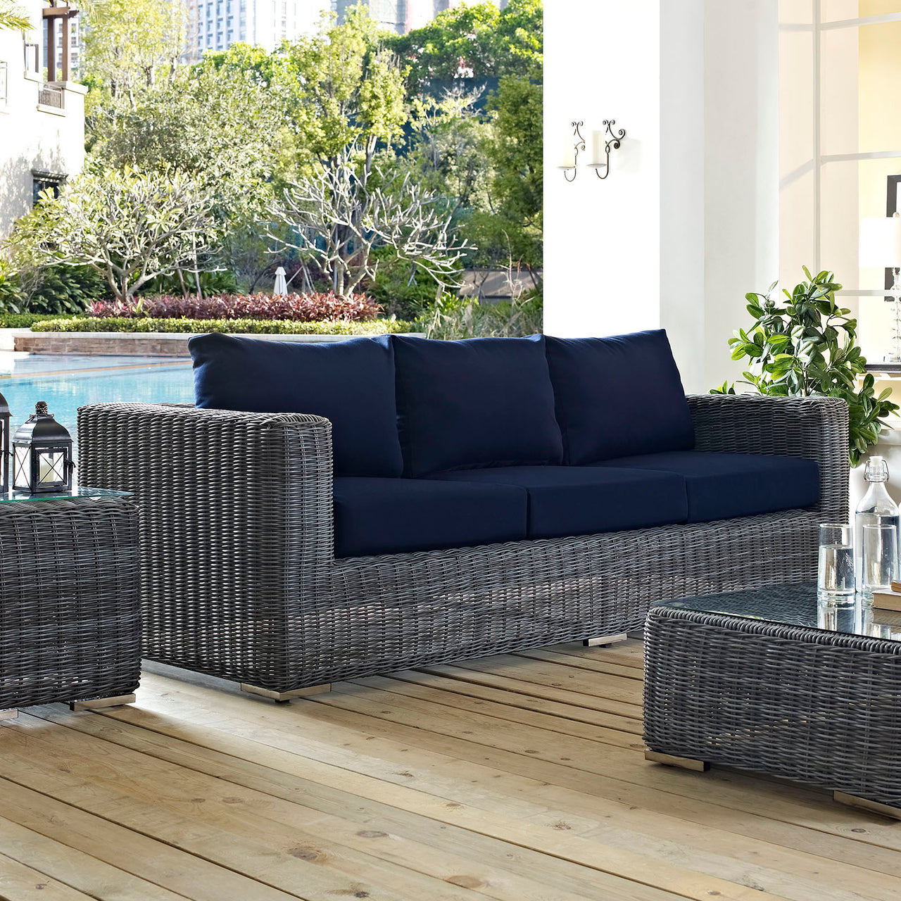Summon Outdoor Patio Sunbrella® Sofa, Canvas Navy
