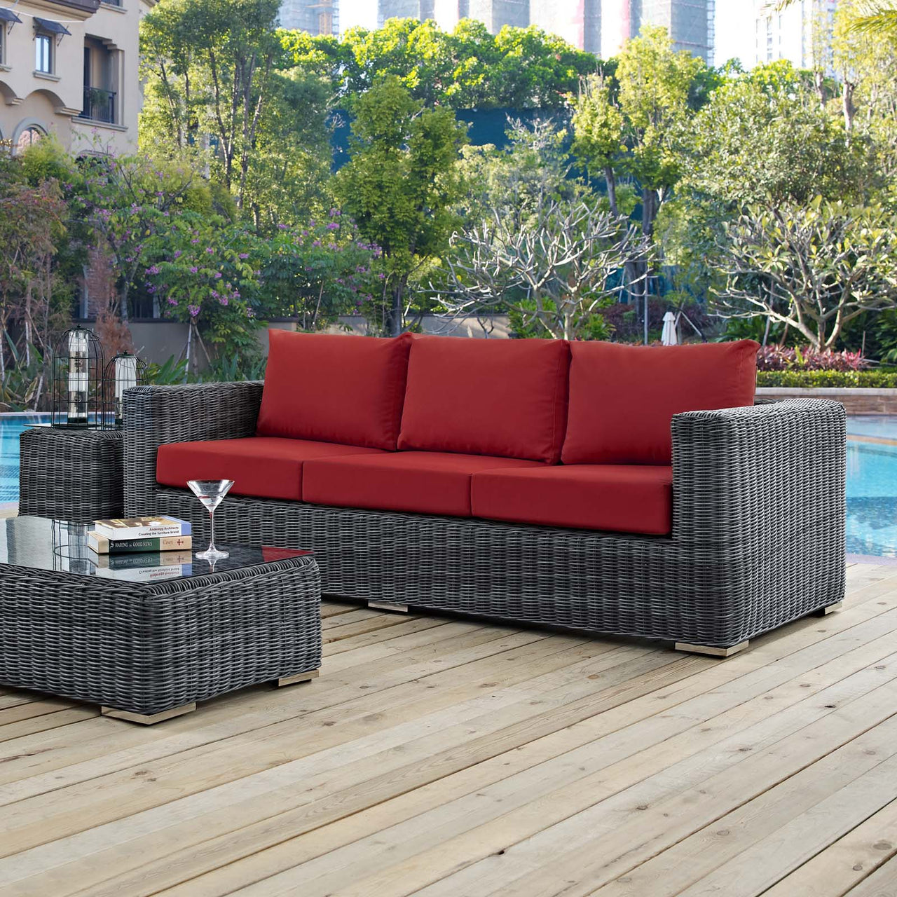 Invocation Alfresco Sunbrella® Sofa, Canvas Red