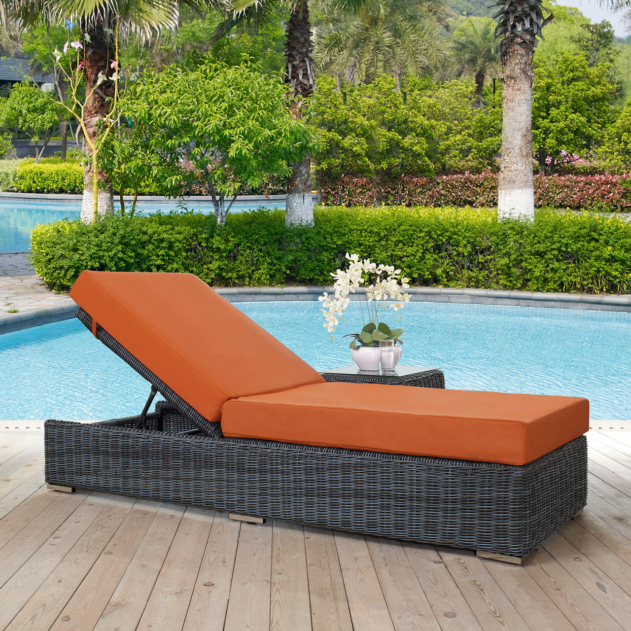 Summon Outdoor Patio Sunbrella® Chaise Lounge, Canvas Tuscan