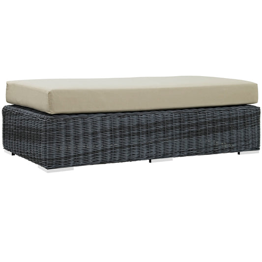 Summon Outdoor Patio Sunbrella® Rectangle Ottoman, Canvas Antique Beige