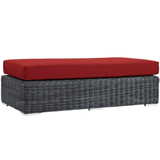 Summon Outdoor Patio Sunbrella® Rectangle Ottoman, Canvas Red
