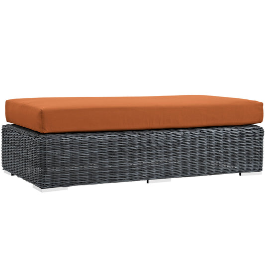 Summon Outdoor Patio Sunbrella® Rectangle Ottoman, Canvas Tuscan