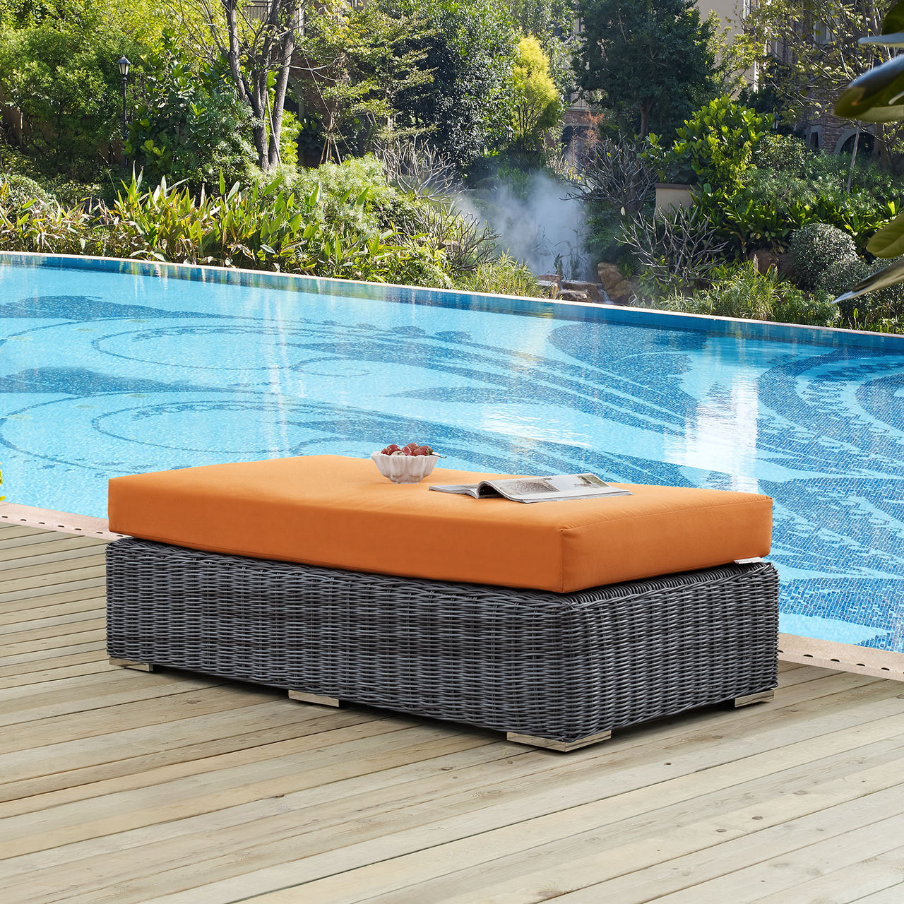 Invocation Alfresco Sunbrella® Rectangle Ottoman, Canvas Tuscan
