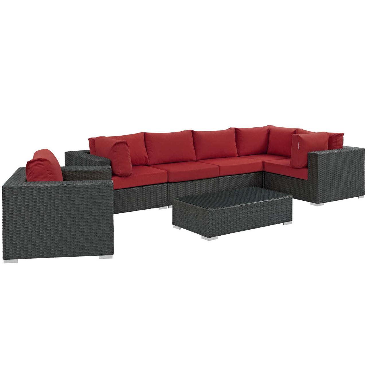 Soul Journey 7-Piece Alfresco Sunbrella® Sectional Set, Canvas Red