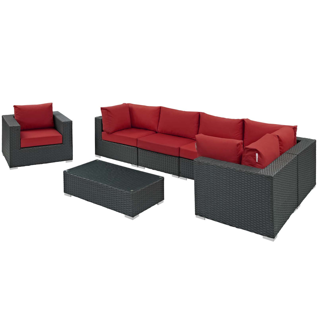 Soul Journey 7-Piece Alfresco Sunbrella® Sectional Set, Canvas Red