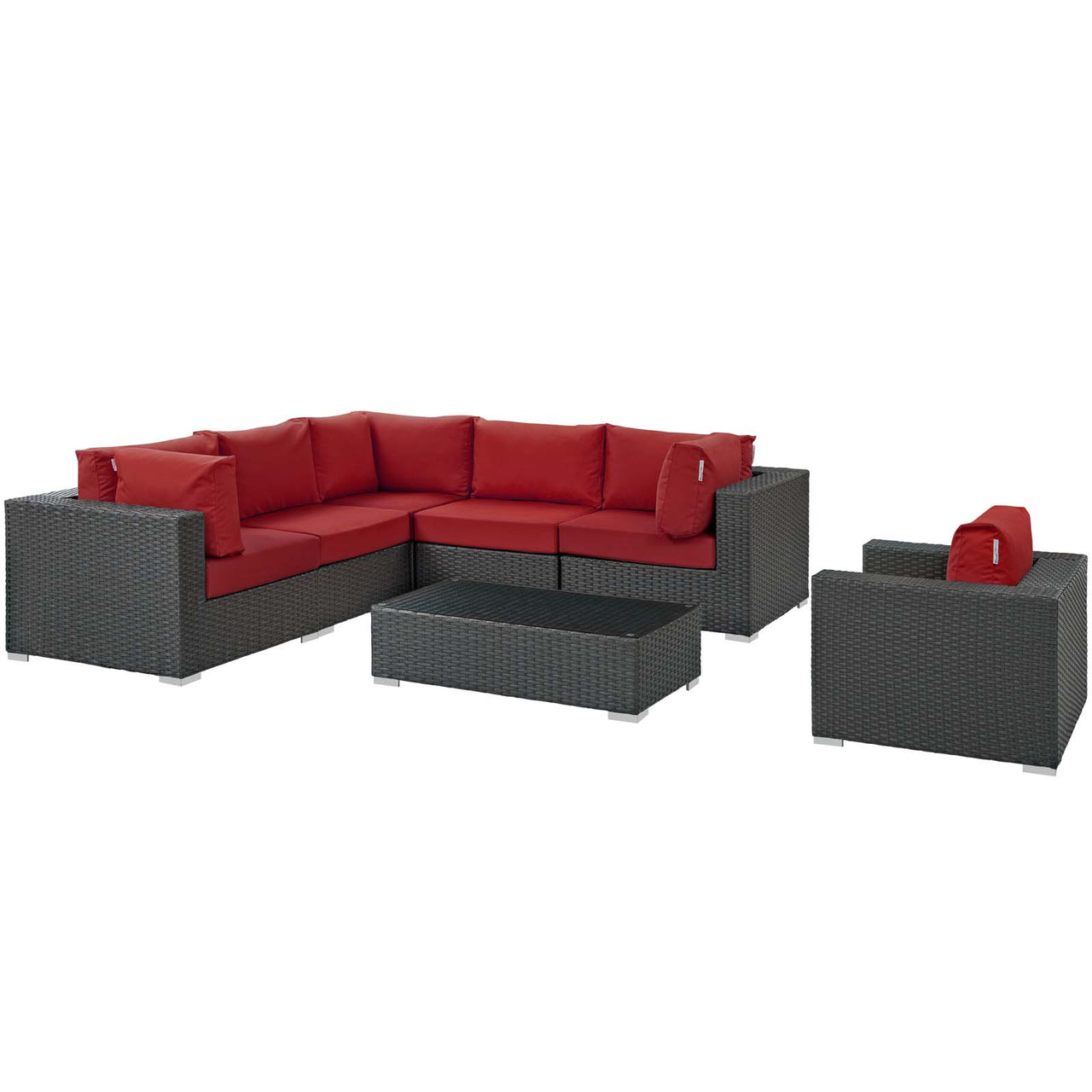 Soul Journey 7-Piece Alfresco Sunbrella® Sectional Set, Canvas Red