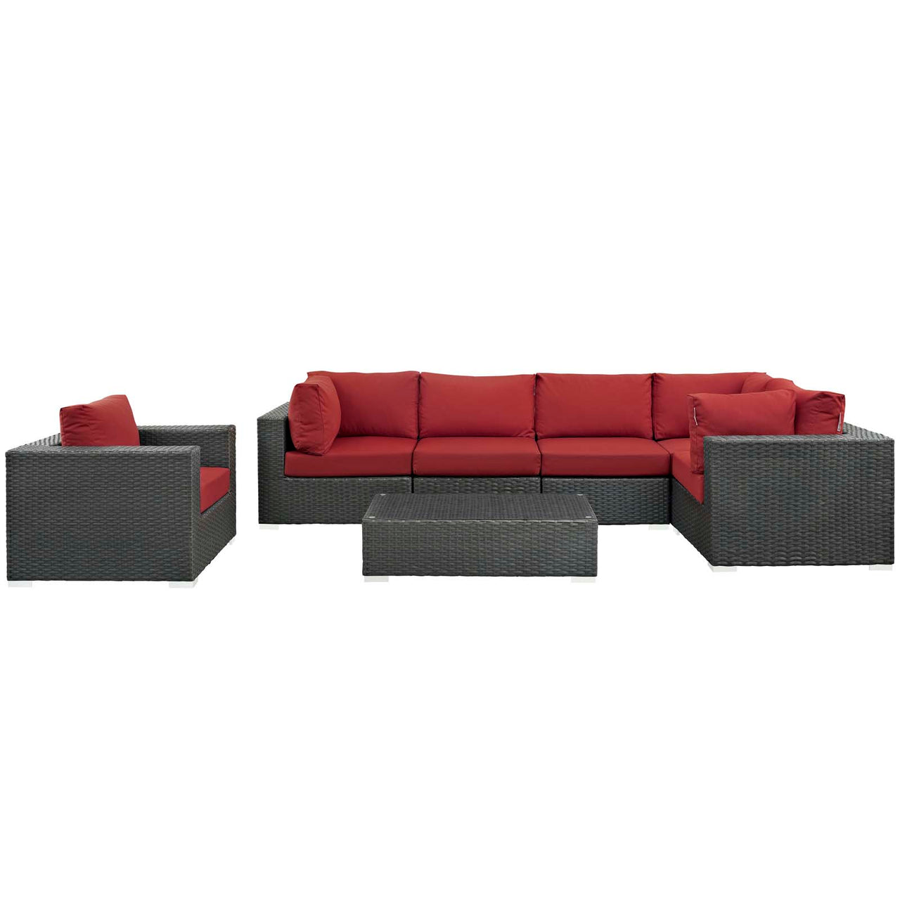 Soul Journey 7-Piece Alfresco Sunbrella® Sectional Set, Canvas Red
