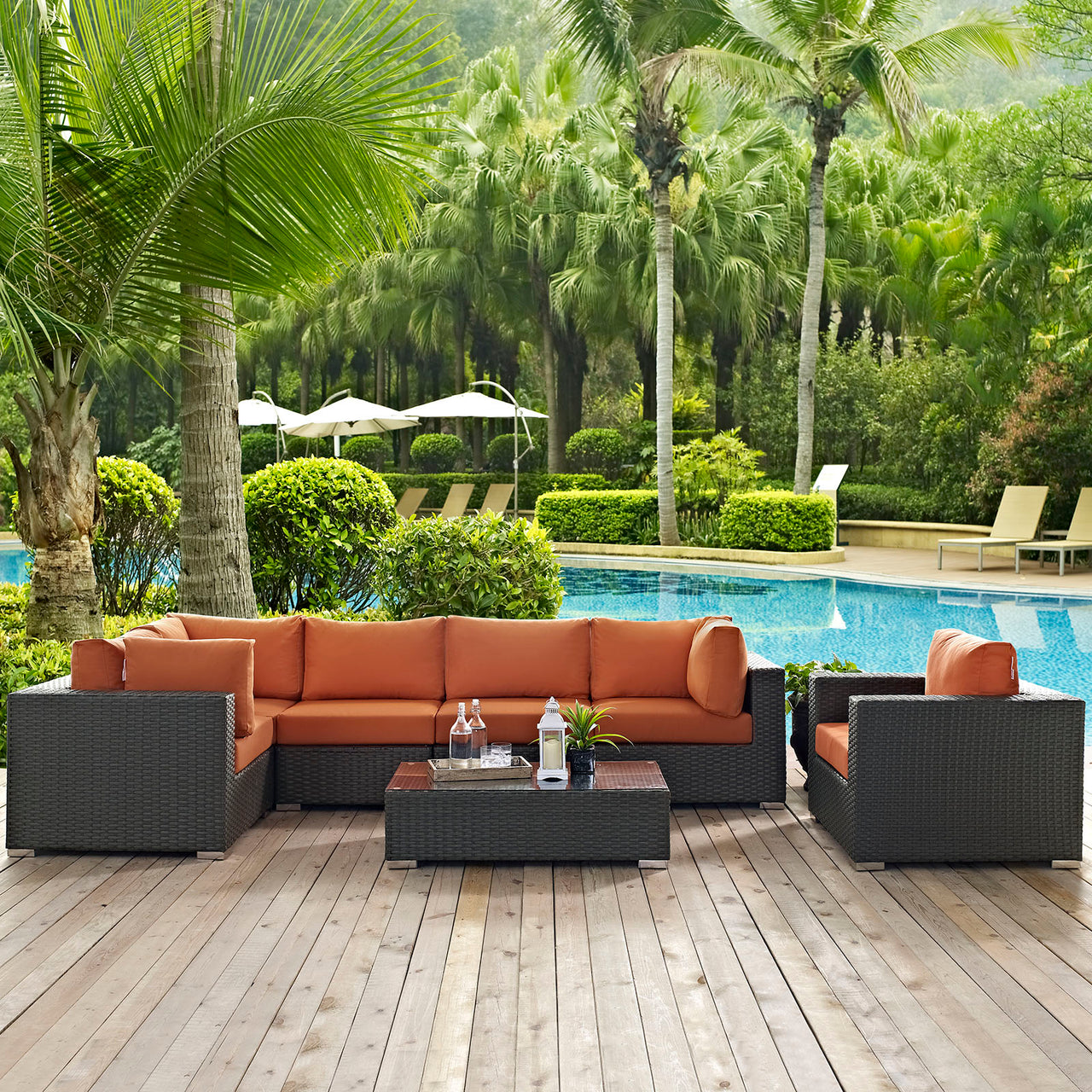 Soul Journey 7-Piece Alfresco Sunbrella® Sectional Set, Canvas Tuscan