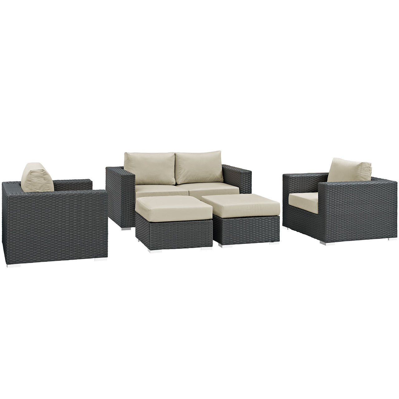 Soul Journey 5-Piece Alfresco Sunbrella® Sectional Set, Canvas Antique Beige