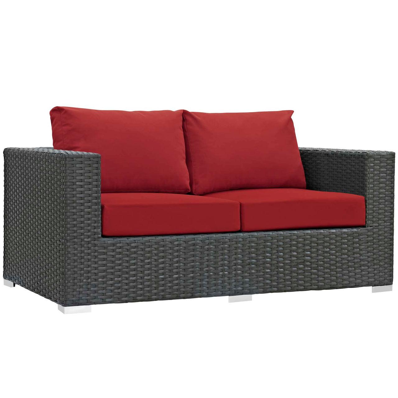 Sojourn 5 Piece Outdoor Patio Sunbrella® Sectional Set, Canvas Red