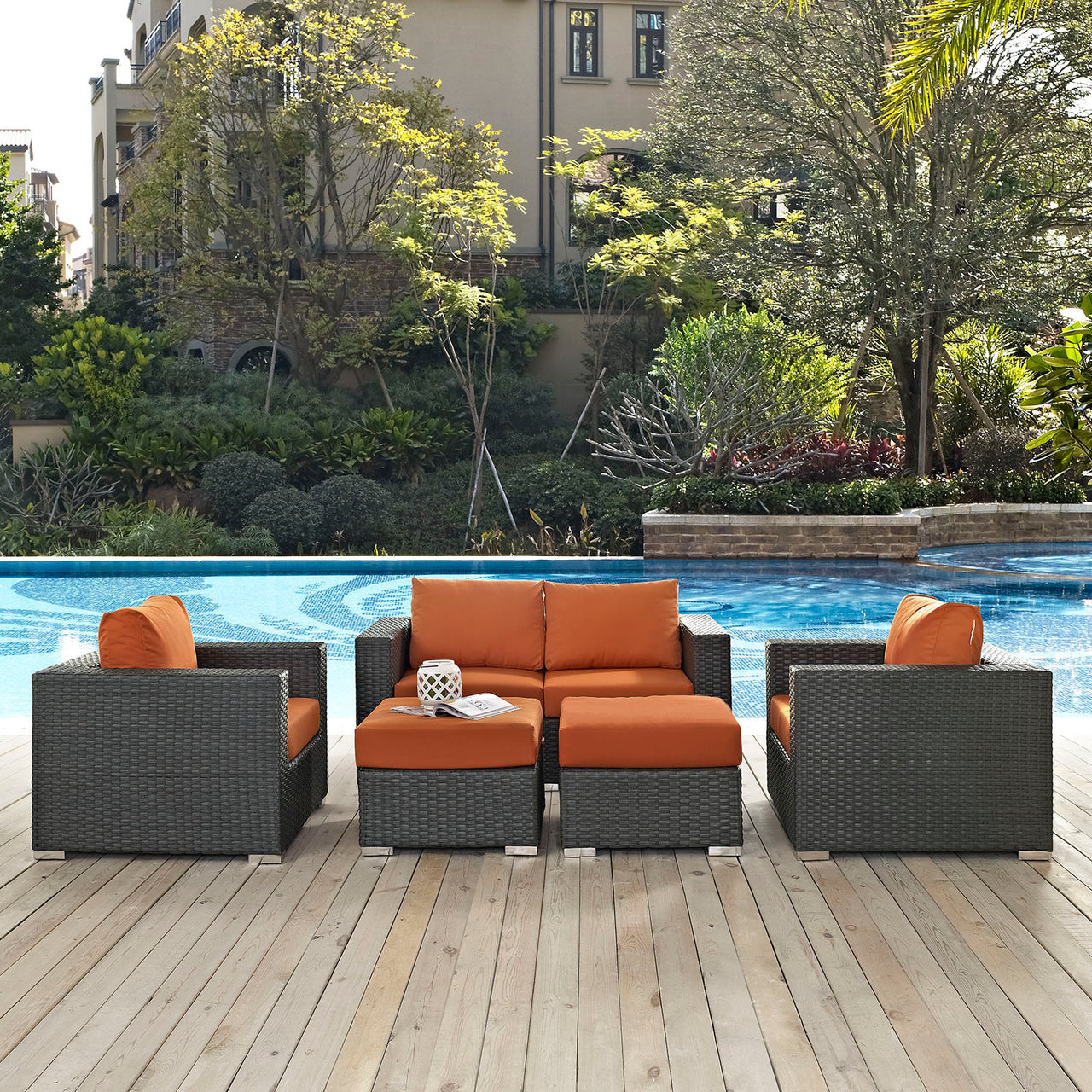 Soul Journey 5-Piece Alfresco Sunbrella® Sectional Set, Canvas Tuscan