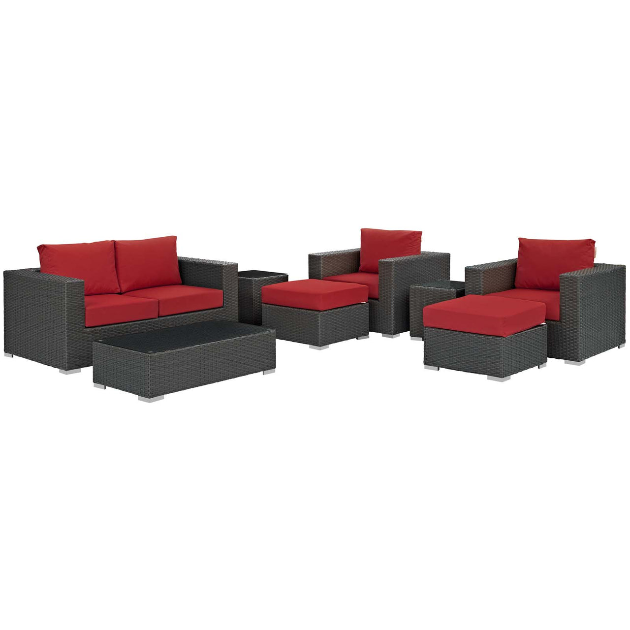 Soul Journey 8-Piece Alfresco Sunbrella® Sectional Set, Canvas Red