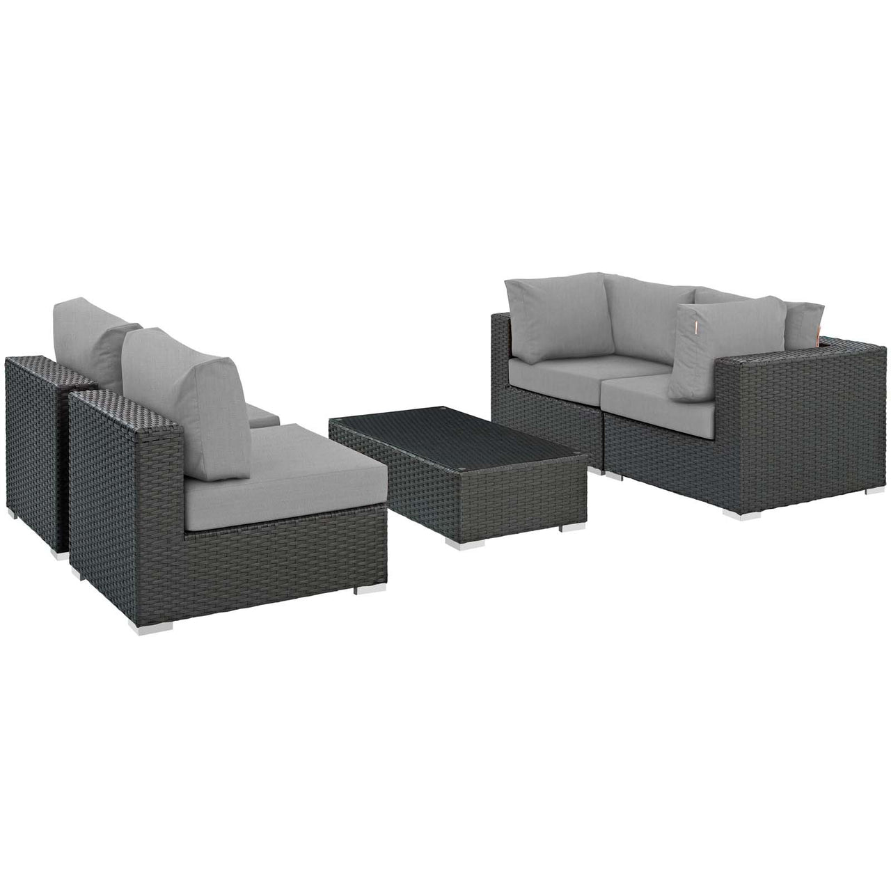 Soul Journey 5-Piece Alfresco Sunbrella® Sectional Set, Canvas Gray
