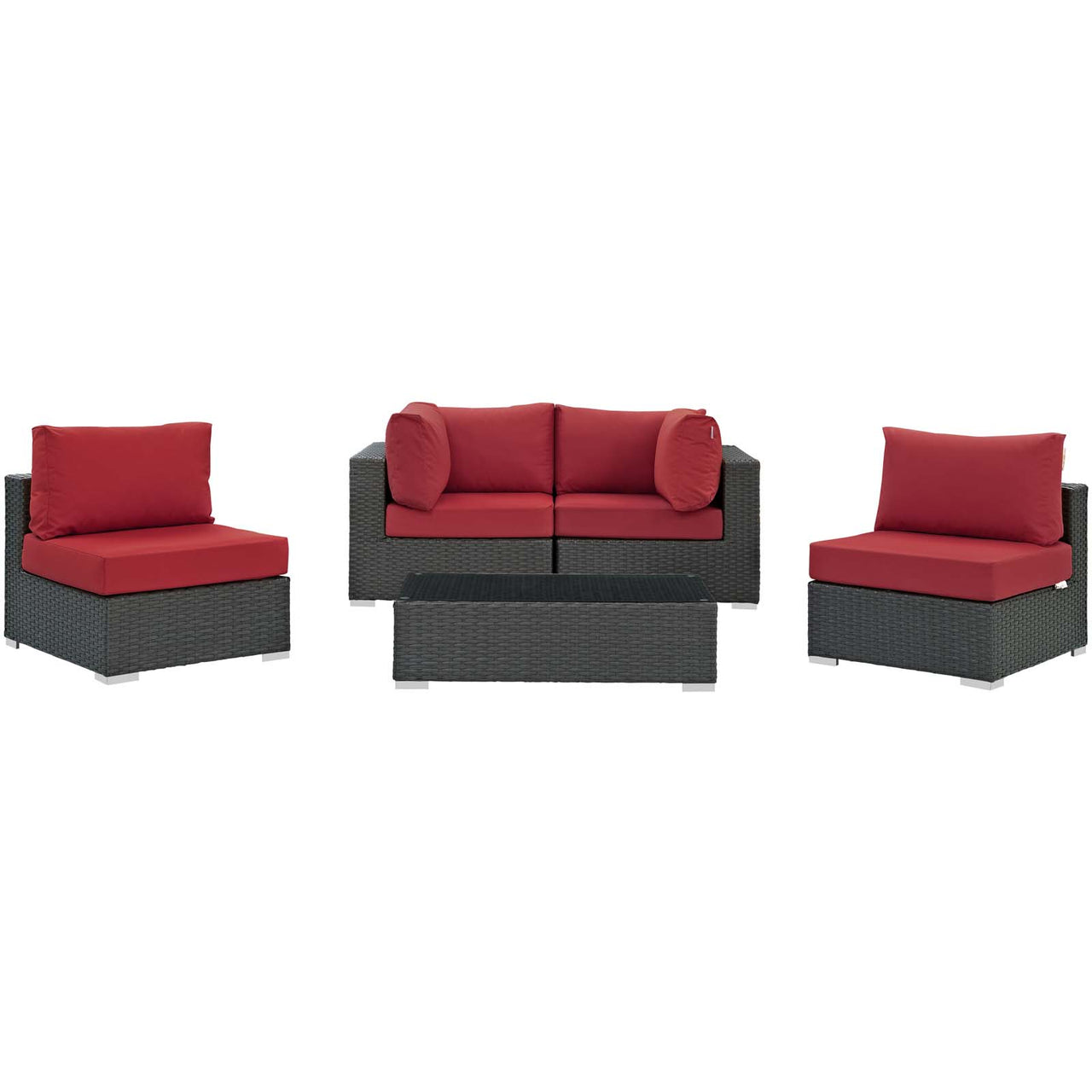 Soul Journey 5-Piece Alfresco Sunbrella® Sectional Set, Canvas Red