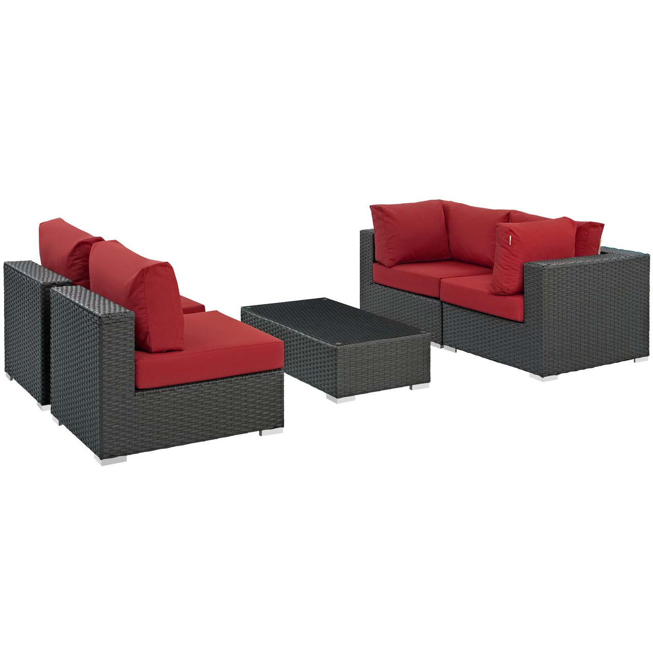 Soul Journey 5-Piece Alfresco Sunbrella® Sectional Set, Canvas Red