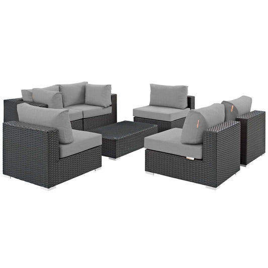 Soul Journey 7-Piece Alfresco Sunbrella® Sectional Set, Canvas Gray