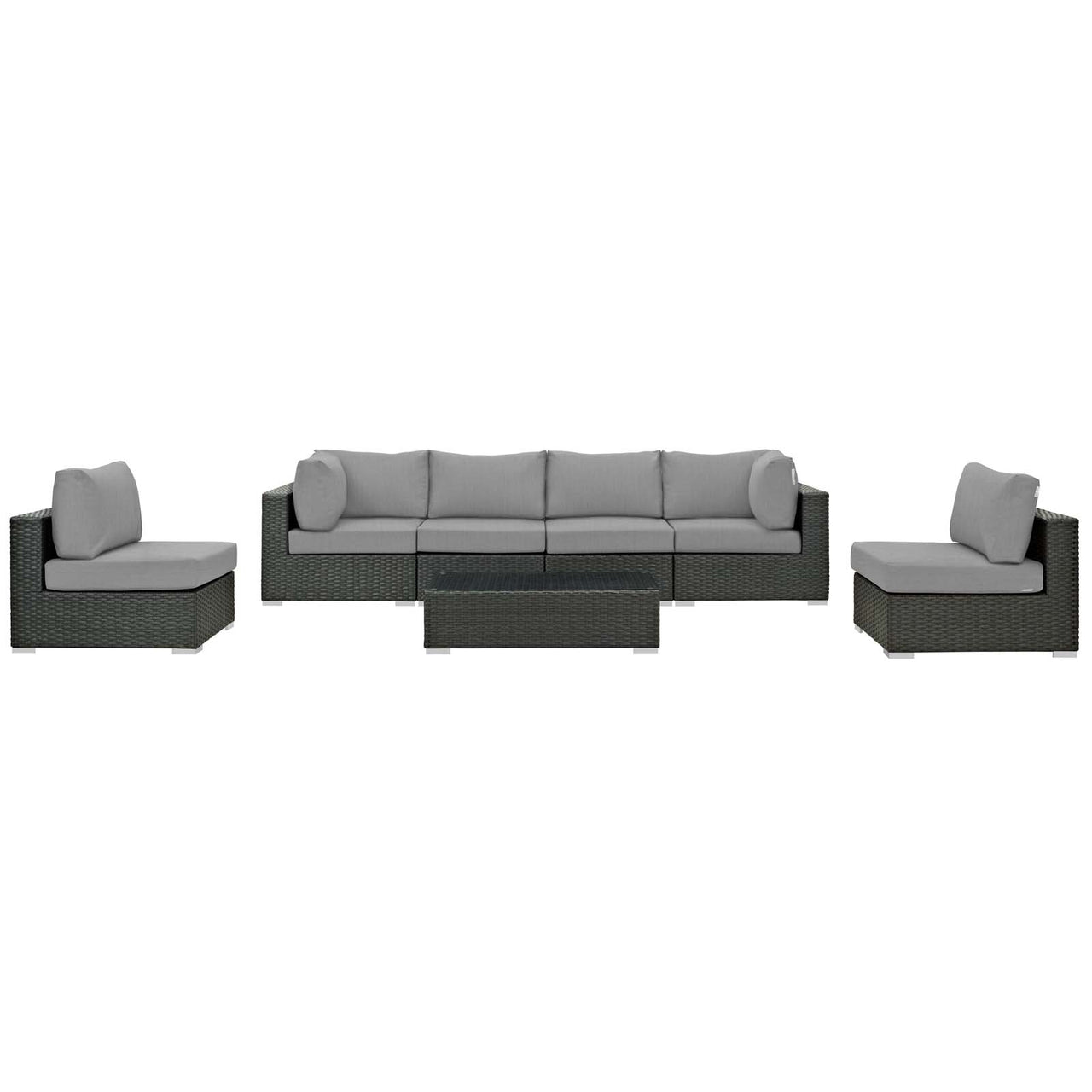 Soul Journey 7-Piece Alfresco Sunbrella® Sectional Set, Canvas Gray