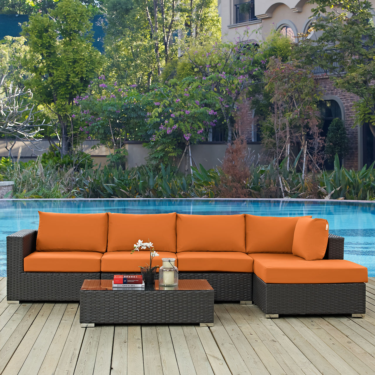 Soul Journey 5-Piece Alfresco Sunbrella® Sectional Set, Canvas Tuscan