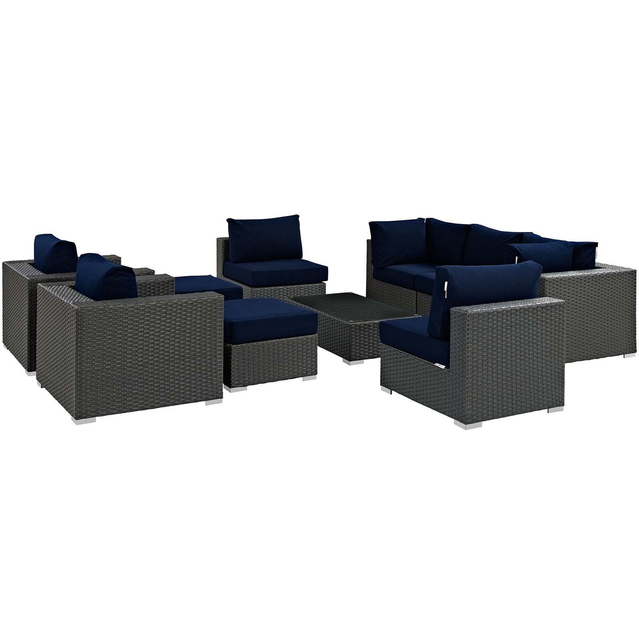 Soul Journey 10-Piece Alfresco Sunbrella® Sectional Set, Canvas Navy