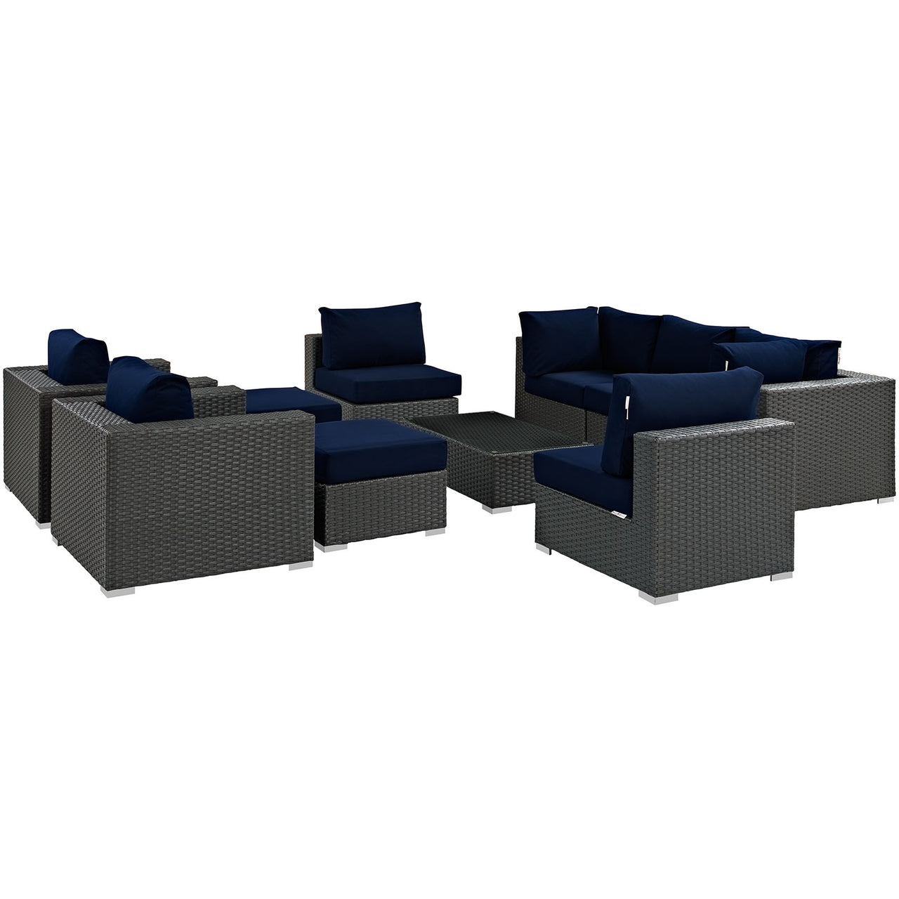 Soul Journey 10-Piece Alfresco Sunbrella® Sectional Set, Canvas Navy