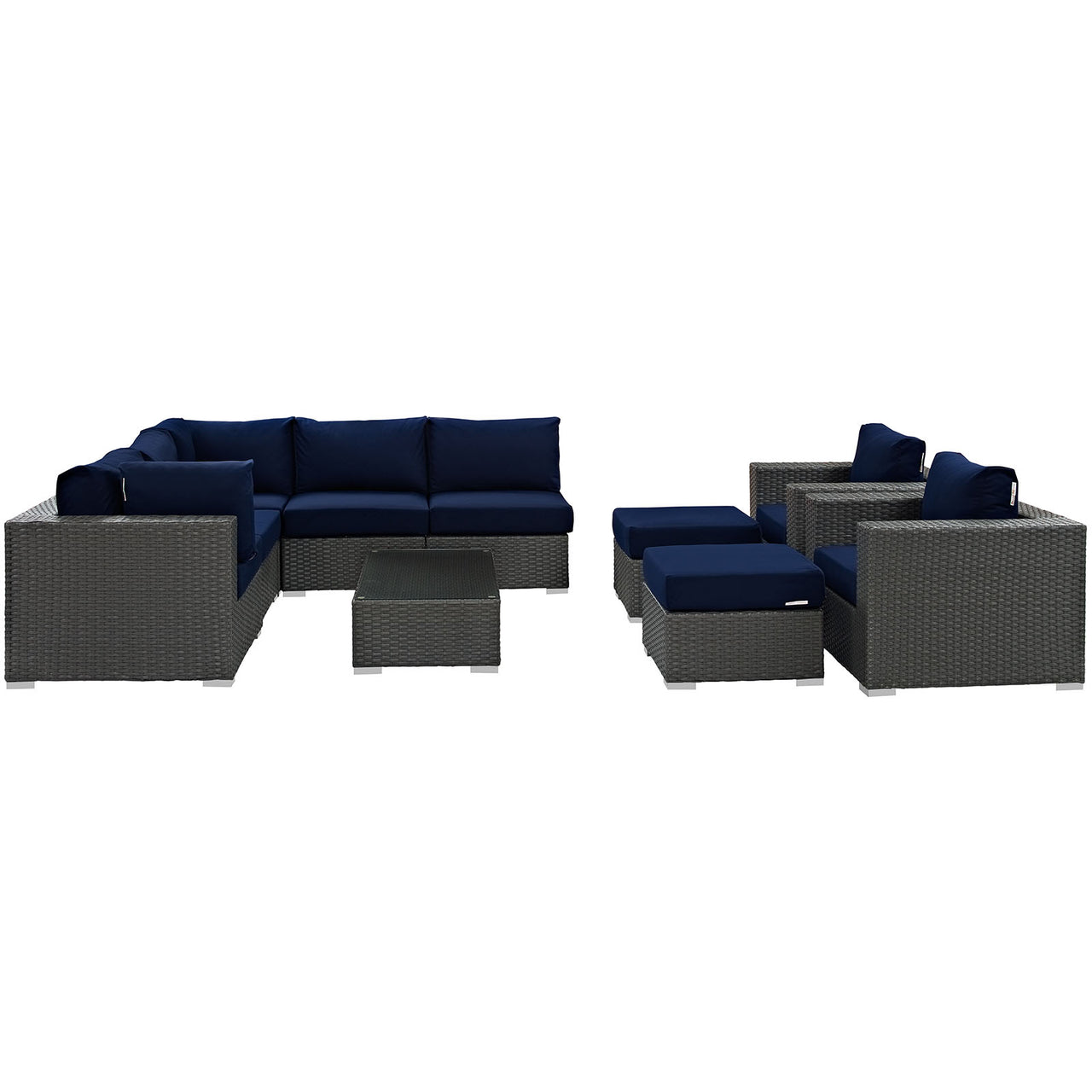 Soul Journey 10-Piece Alfresco Sunbrella® Sectional Set, Canvas Navy