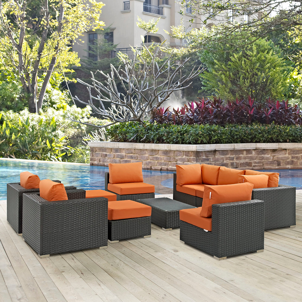Soul Journey 10-Piece Alfresco Sunbrella® Sectional Set, Canvas Tuscan