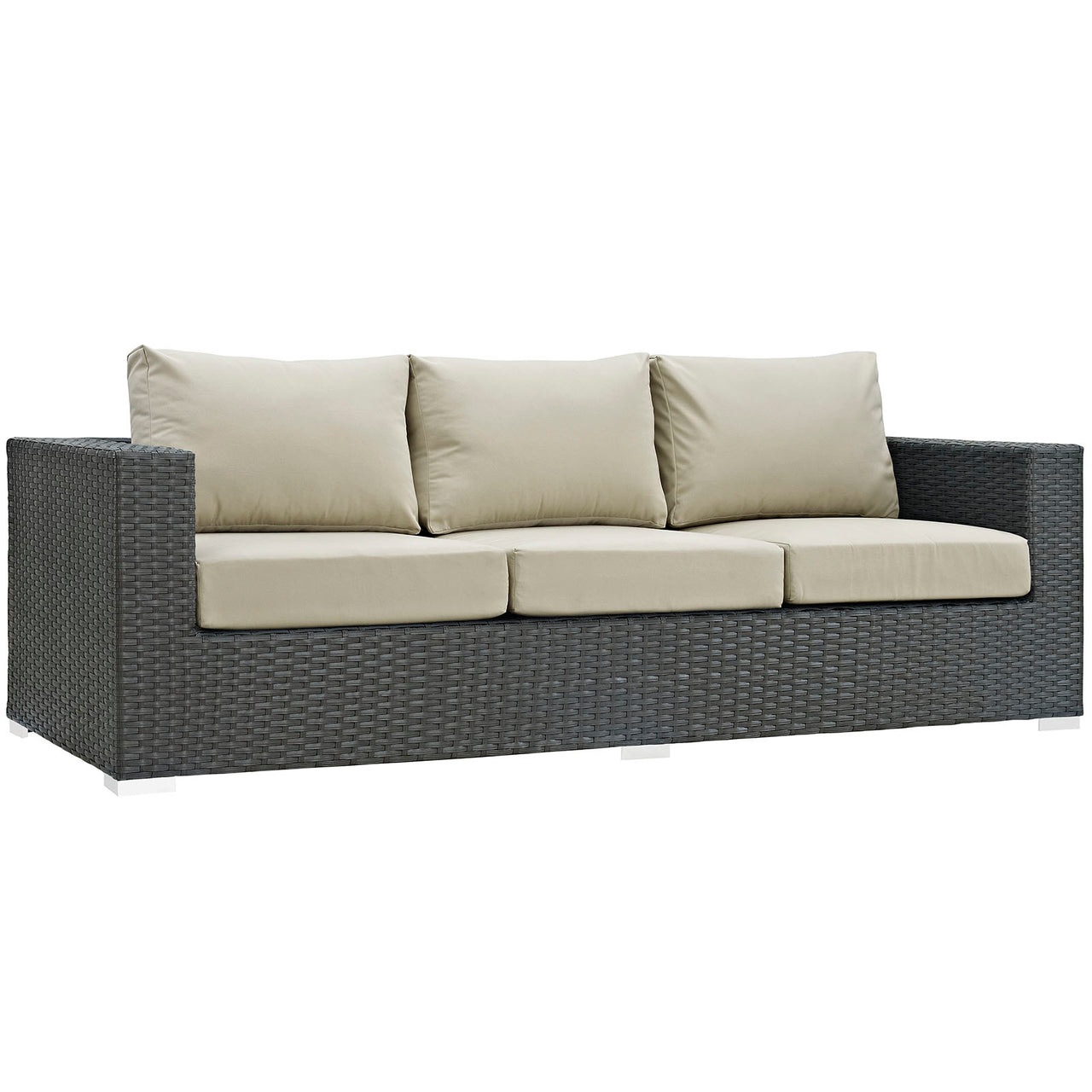 Sojourn 3 Piece Outdoor Patio Sunbrella® Sectional Set, Canvas Antique Beige