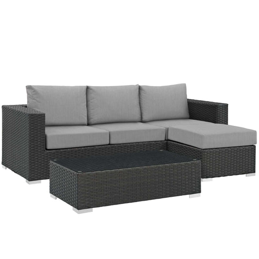 Soul Journey 3-Piece Alfresco Sunbrella® Sectional Set, Canvas Gray