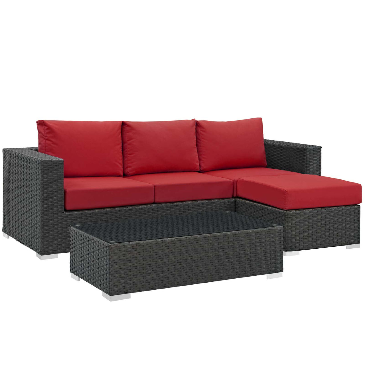 Soul Journey 3-Piece Alfresco Sunbrella® Sectional Set, Canvas Red