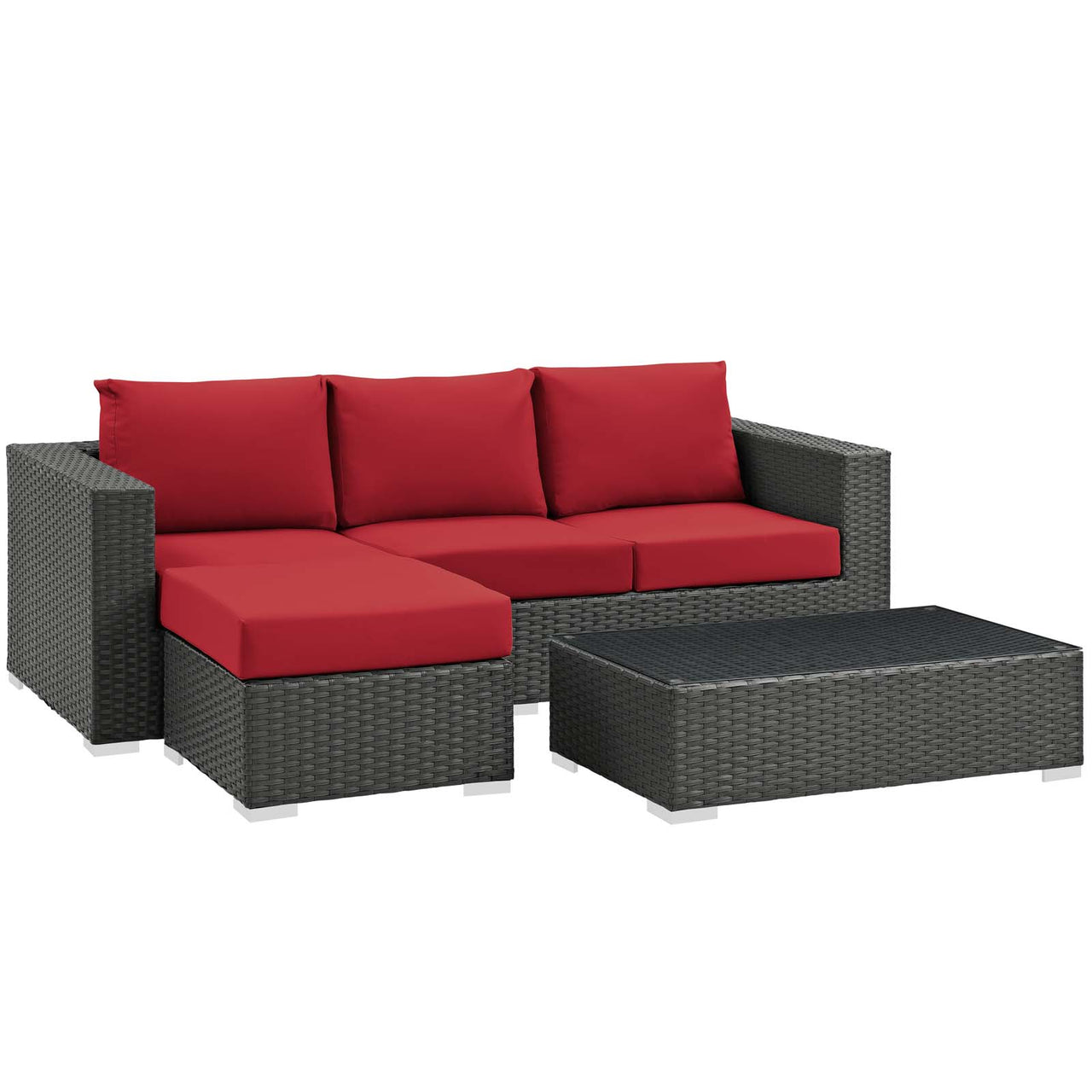 Soul Journey 3-Piece Alfresco Sunbrella® Sectional Set, Canvas Red
