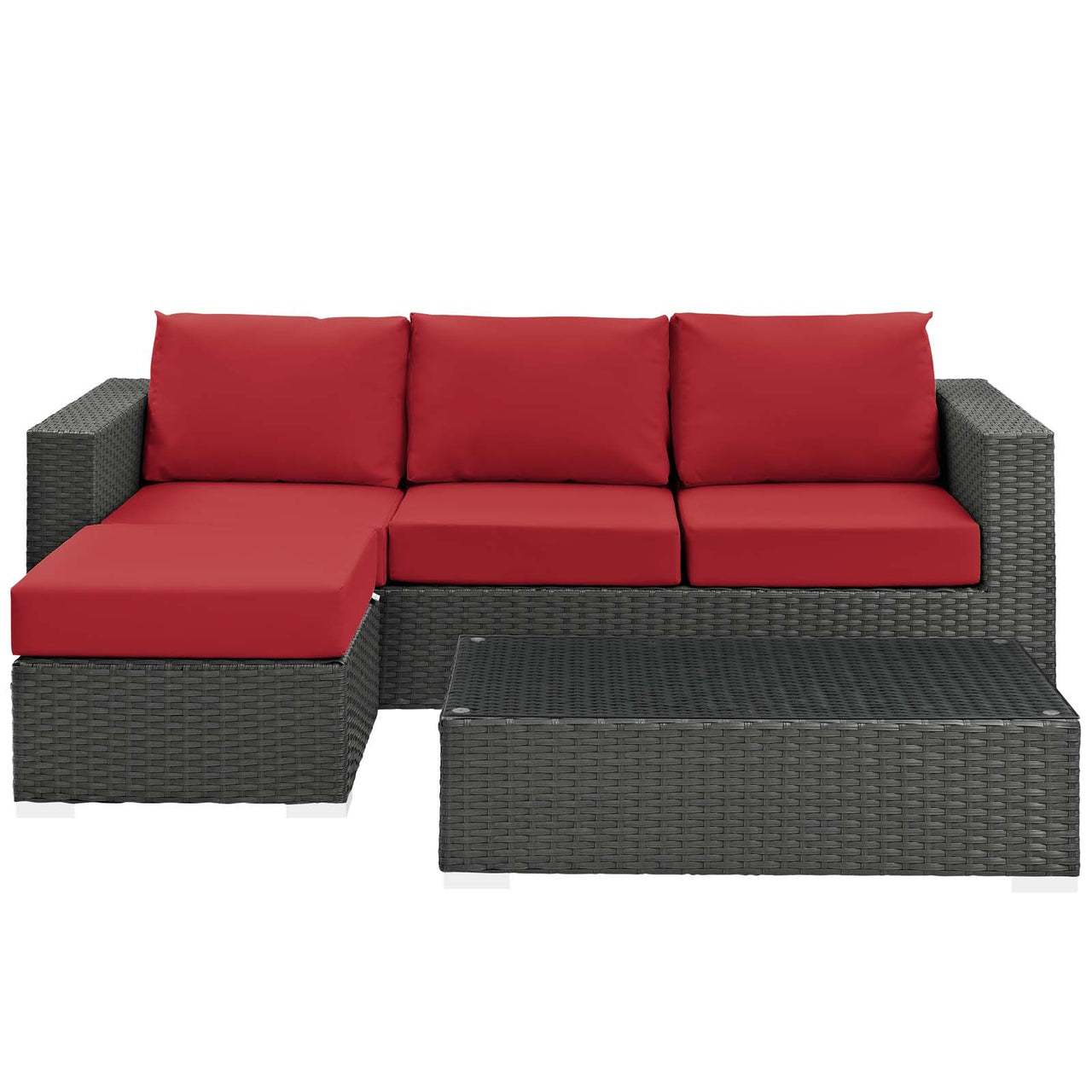 Soul Journey 3-Piece Alfresco Sunbrella® Sectional Set, Canvas Red