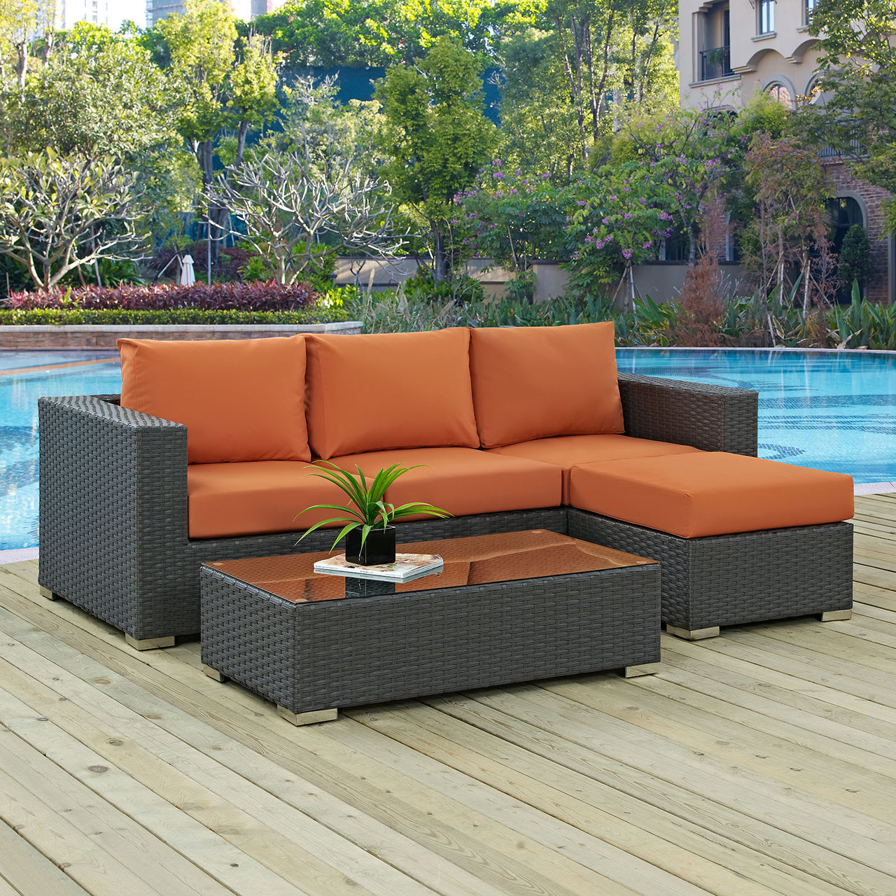 Soul Journey 3-Piece Alfresco Sunbrella® Sectional Set, Canvas Tuscan