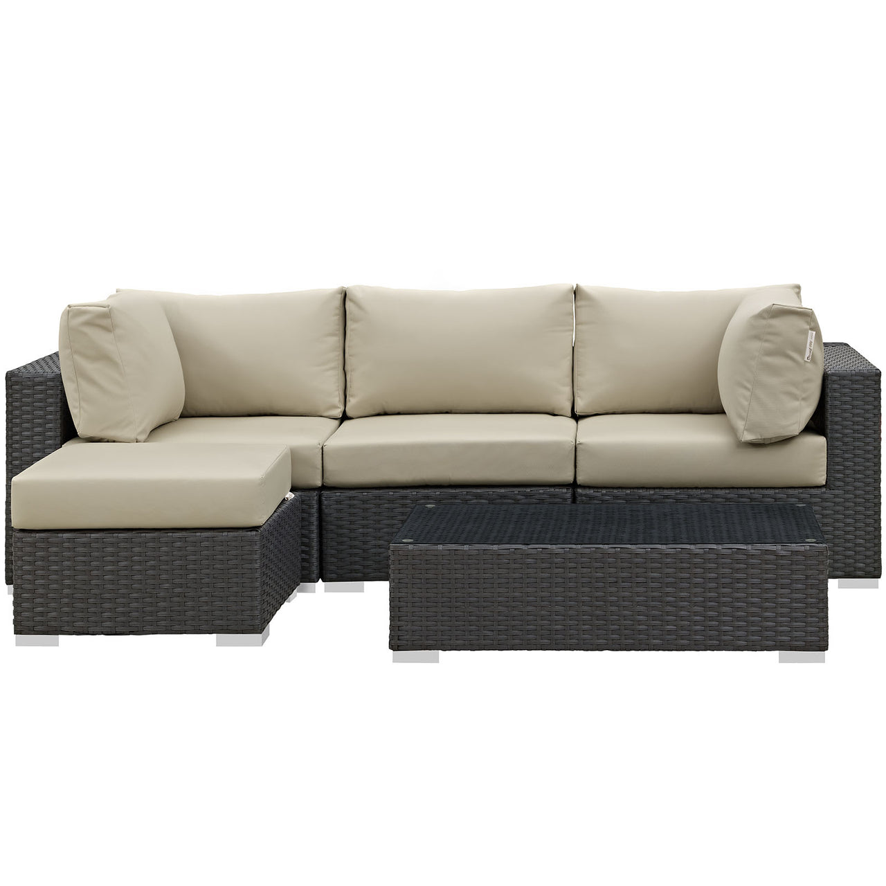 Sojourn 5 Piece Outdoor Patio Sunbrella® Sectional Set, Canvas Antique Beige