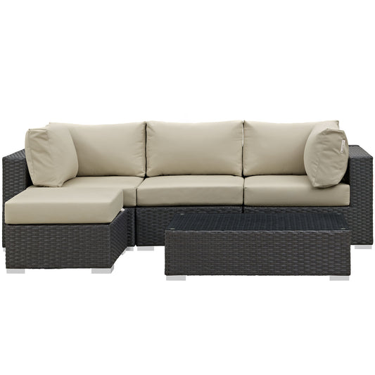 Soul Journey 5-Piece Alfresco Sunbrella® Sectional Set, Canvas Antique Beige