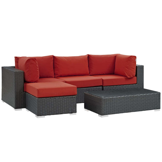 Soul Journey 5-Piece Alfresco Sunbrella® Sectional Set, Canvas Red