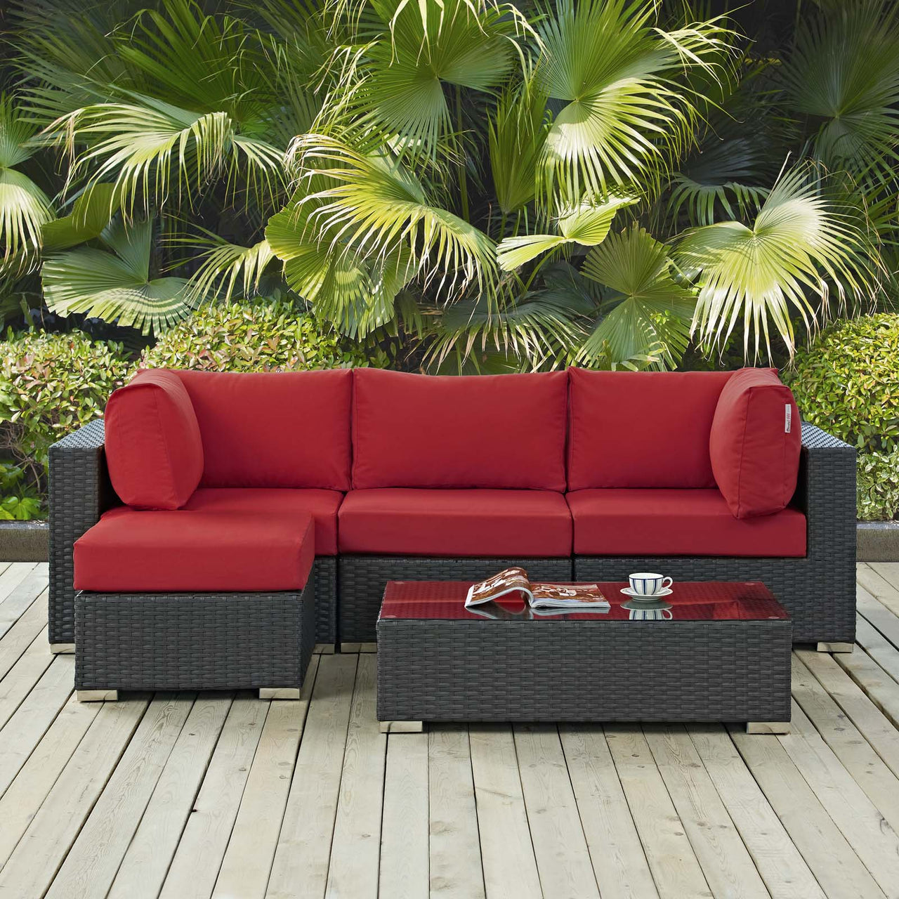 Soul Journey 5-Piece Alfresco Sunbrella® Sectional Set, Canvas Red