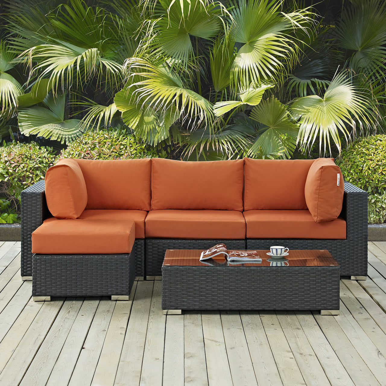 Soul Journey 5-Piece Alfresco Sunbrella® Sectional Set, Canvas Tuscan