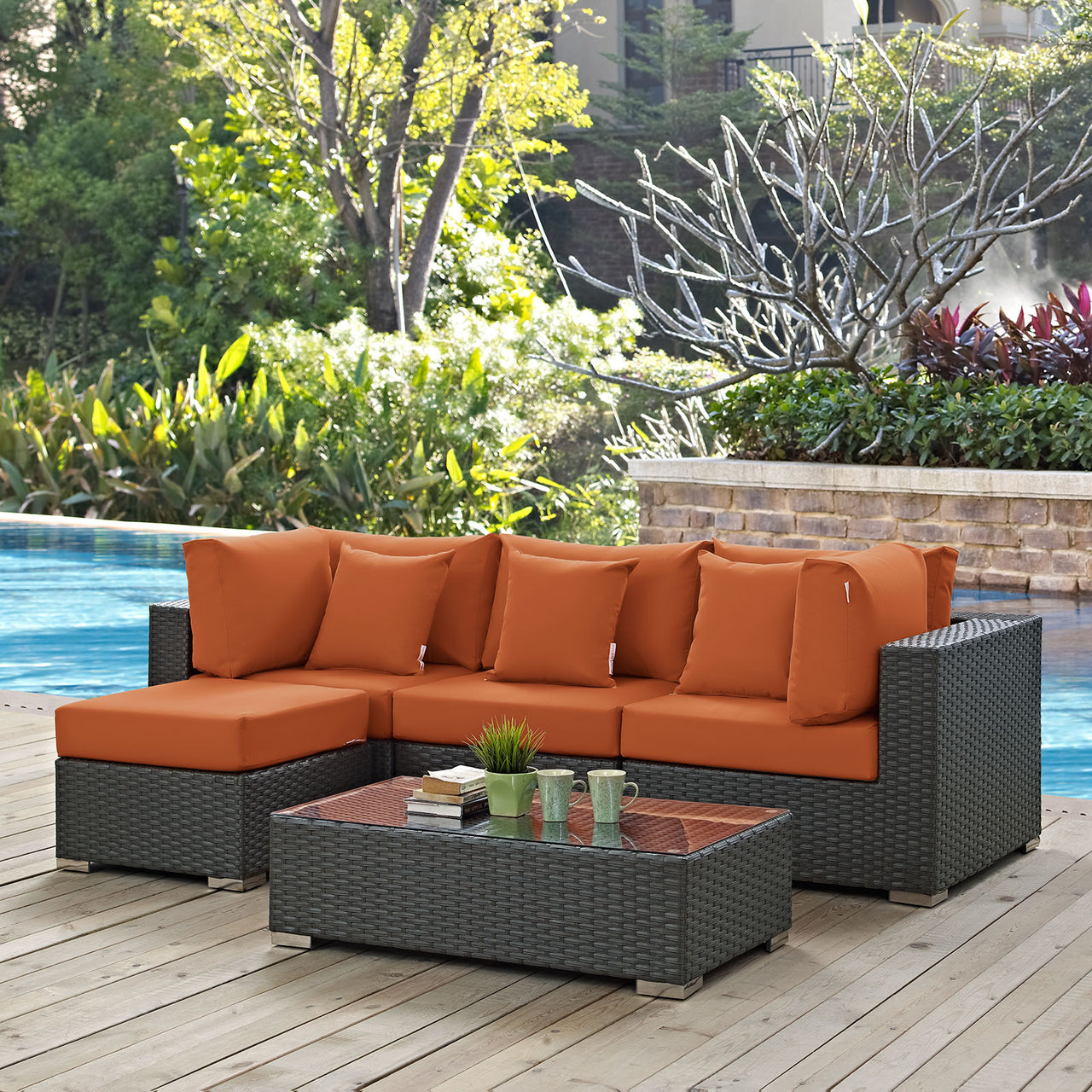 Soul Journey 5-Piece Alfresco Sunbrella® Sectional Set, Canvas Tuscan