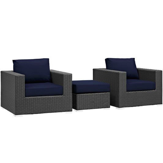 Soul Journey 3-Piece Alfresco Sunbrella® Sectional Set, Canvas Navy