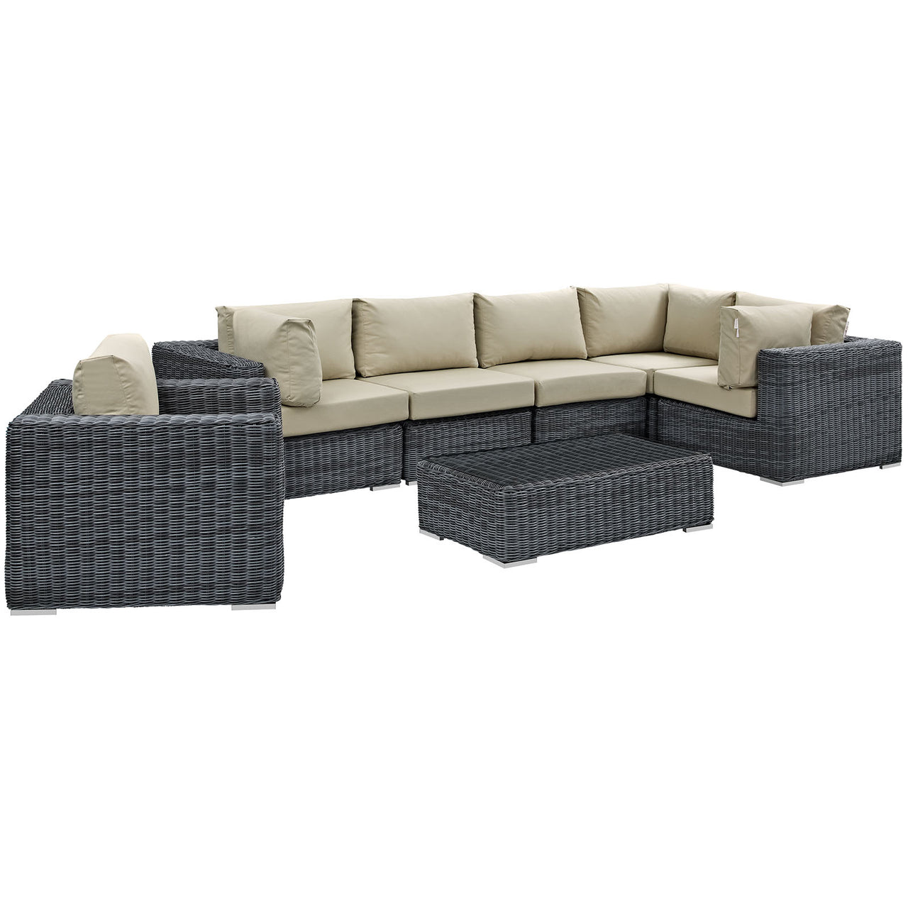 Invocation 7-Piece Alfresco Sunbrella® Sectional Set, Canvas Antique Beige