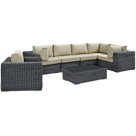 Invocation 7-Piece Alfresco Sunbrella® Sectional Set, Canvas Antique Beige