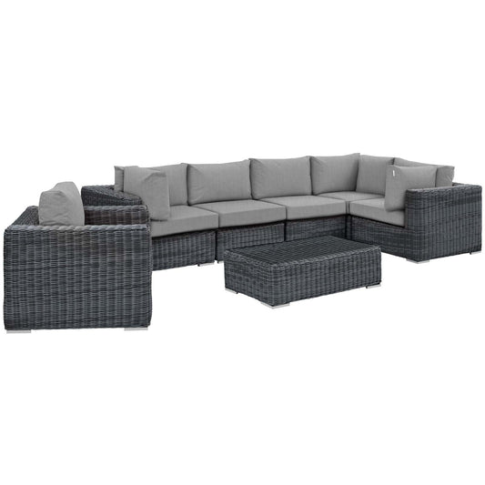 Invocation 7-Piece Alfresco Sunbrella® Sectional Set, Canvas Gray