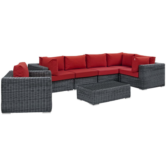 Invocation 7-Piece Alfresco Sunbrella® Sectional Set, Canvas Red