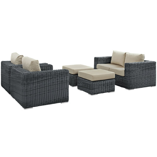 Invocation 5-Piece Alfresco Sunbrella® Sectional Set, Canvas Antique Beige