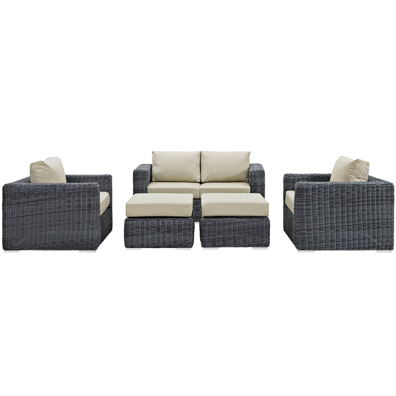 Invocation 5-Piece Alfresco Sunbrella® Sectional Set, Canvas Antique Beige