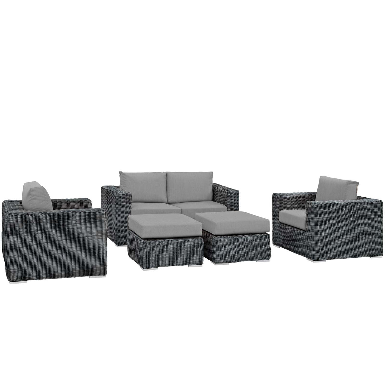 Invocation 5-Piece Alfresco Sunbrella® Sectional Set, Canvas Gray