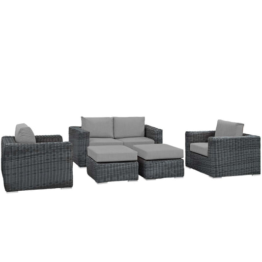 Invocation 5-Piece Alfresco Sunbrella® Sectional Set, Canvas Gray