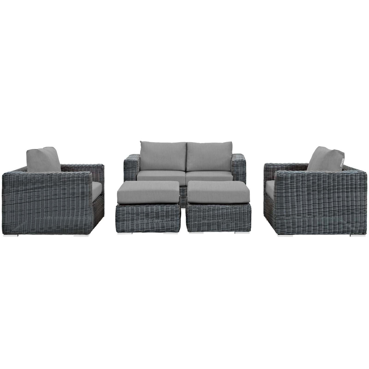 Invocation 5-Piece Alfresco Sunbrella® Sectional Set, Canvas Gray